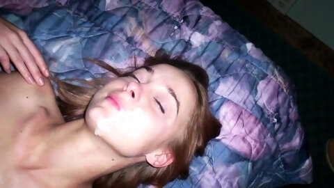 Hot skinny teen poses, sucks, fucks and gets...