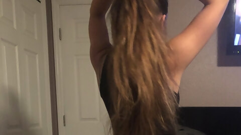 A girl putting her hair up means your about to...