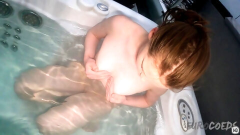Snow Day In The Jacuzzi With Petite Model Lolly...