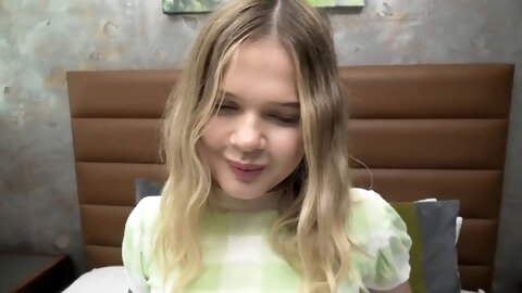 This petite teen with gorgeous green eyes sucks...