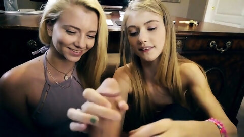Beautiful Teens give Double-Blowjob